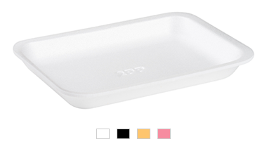 Polystyrene foam tray containing 25% recycled content, 2017-05-18, Refrigerated Frozen Food