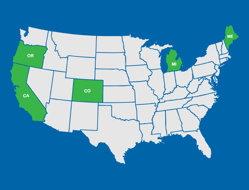 U.S. states map 