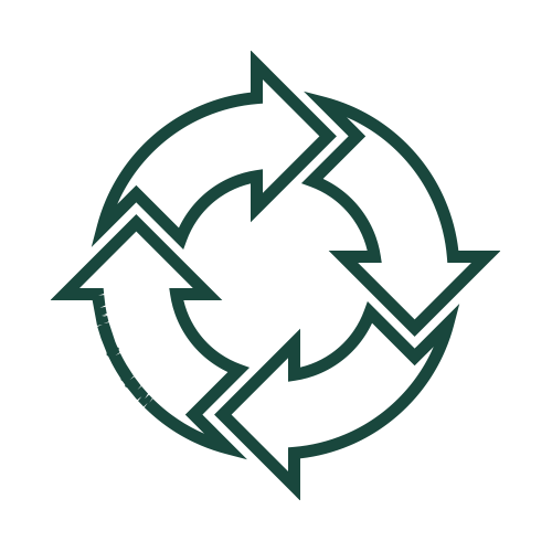 icone qui illustre la circularité, quatre flèche qui forme un cercle